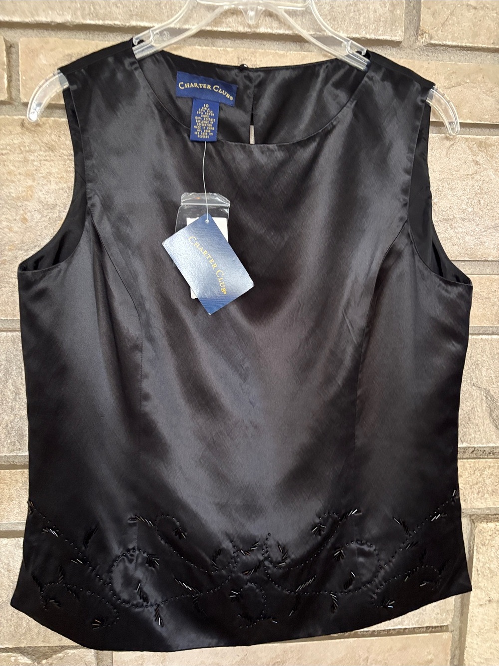 Charter Club Black Satin Top